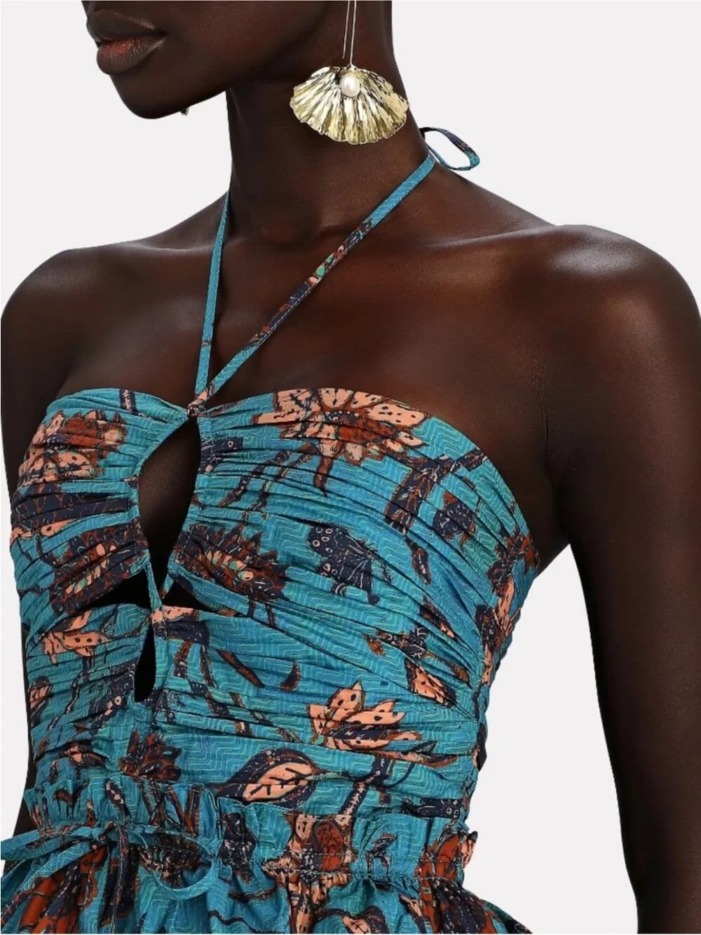 Ulla Johnson Isidro Romper Playsuit 6 Lagoon Teal Floral Print Resort Luxury